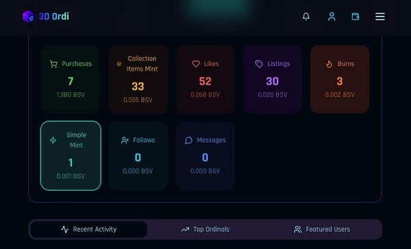 New to the @3dordi platform is the ability to track Ordinals burns and Simple Ordinal Mints on the …