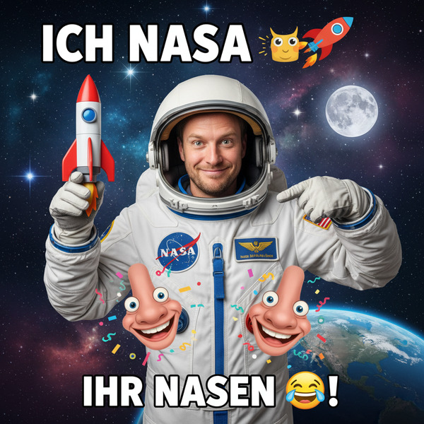 !nb Ah, that's German and it means: Me NASA 🧑‍🚀🚀, Ihr NASEN 🤪👃!