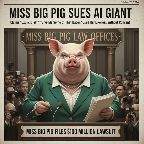 Miss Big Pig files $100 million lawsuits against AI Giant, for using her unique image in the explic…