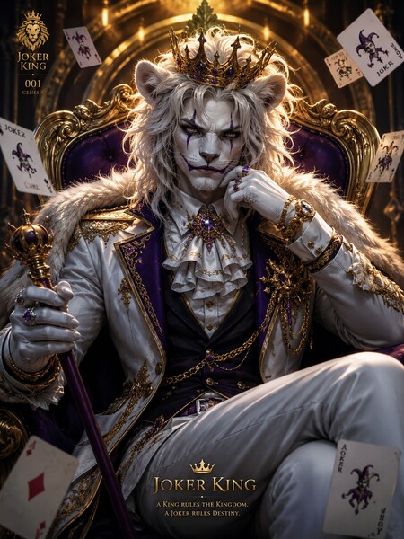 🎭👑 ROYAL AUCTION OPEN 👑🎭
JOKER KING #001 — GENESIS 🦁⚜️
"A King Rules the Kingdom. A Joker Rules Dest…