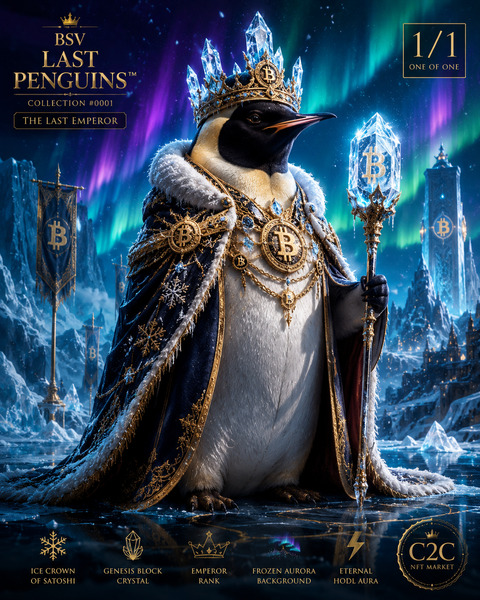 🐧👑 BSV LAST PENGUINS AUCTION LIVE.
THE LAST EMPEROR
Collection #0001 • 1/1
The ice has melted. The …
