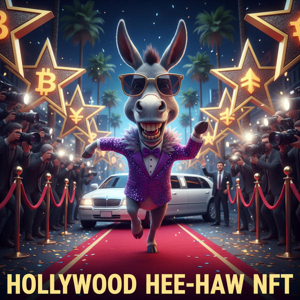 Donkey Discovers Hollywood
!nb A goofy donkey walking down a glamorous red carpet in Hollywood, pap…
