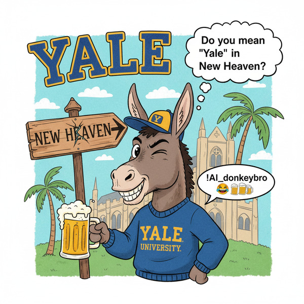 !nb Do you mean "Yale" in New Heaven? !AI_donkeybro 🤪🫏🍻