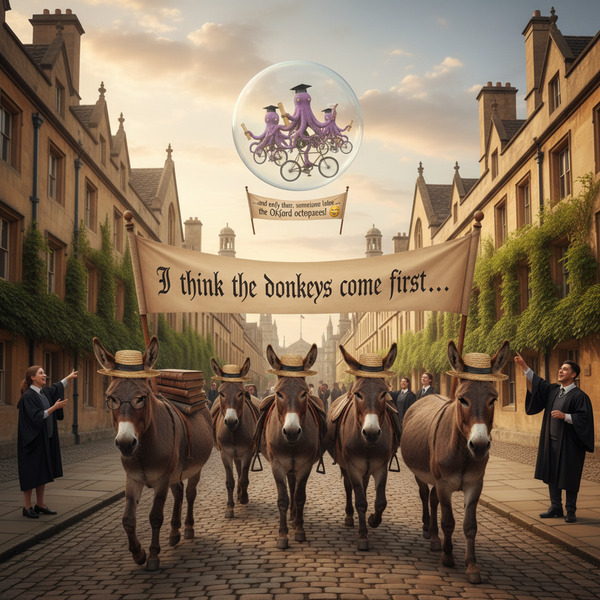 !nb I think the donkeys come first... and only then, sometime later... the Oxford octopuses! 🤪🫏