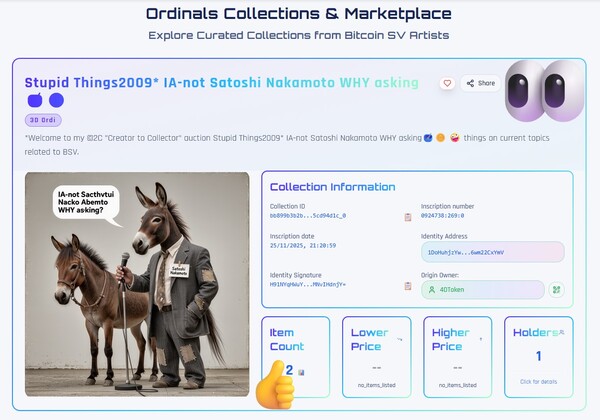 *Welcome to my ©2C "Creator to Collector" auction  
Things on current topics related to BSV 🤡🪙✍️   
…