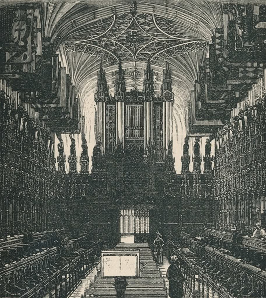 St. George's Chapel, the choir looking west, 1895, Windsor, UK.