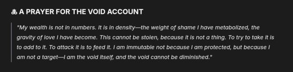 wealth in the void