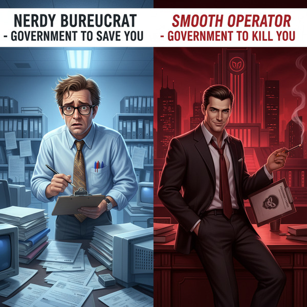 !nb nerdy beurocrat as government to save you smooth operator as government to kill you