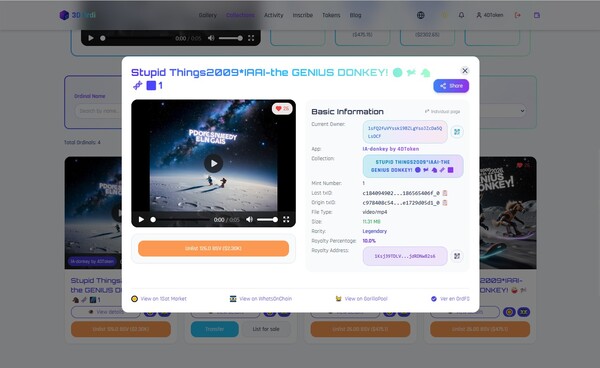Stupid Things2009*IAAI-the GENIUS DONKEY! 🤪🫏🐴🧬🌌
[[bsv nft]] [[treechat marketplace]]   
#1 🤪🫏🐴🧬🌌
ht…