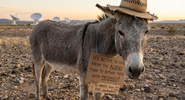 !nbpro My wisest donkey says: It's better to hide from the aliens than to bother them with messages…