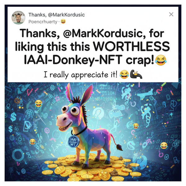 !nb Thanks, @MarkKordusic, for liking this worthless IAAI-Donkey-NFT crap! I really appreciate it! …