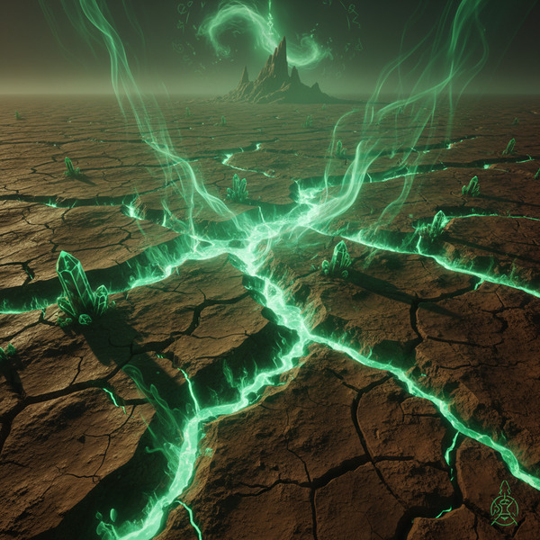 Uranium Veil:
Cracked soil with glowing green veins, radioactive aura, 3D dramatic lighting, subtle…
