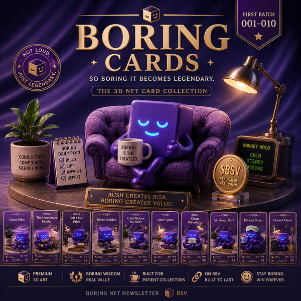 🚨 BORING CARDS — FIRST AUCTION DROP 🚨
“So boring it becomes legendary.”
The first 10 items from the…