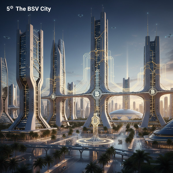 5️⃣ The BSV City
A futuristic African city powered by glowing BSV energy flowing through buildings li…