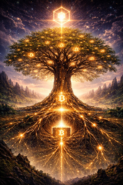 🌳✨ DUAL-LAYER 1/1 NFT LIVE
BITCOIN: THE ROOT — THE ORIGIN OF TRUST
From the Genesis Block, the root…