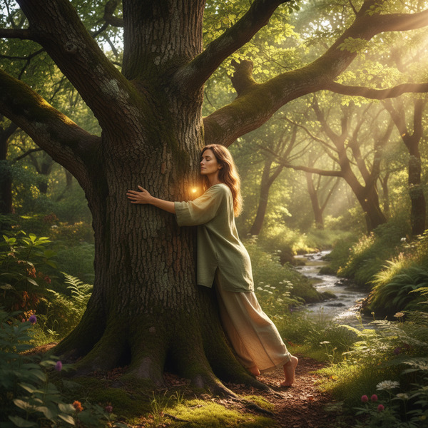 Hugging trees to find inner peace. !nb
