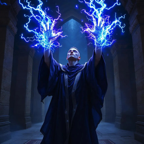 a mage wielding arcane energies !flux