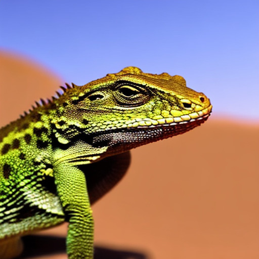 !midjourney a lizard in a desert eating a desert