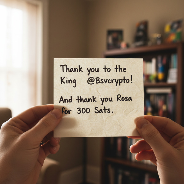 !nb Thank you to the King @Bsvcrypto! And thank you Rosa for 300 Sats.