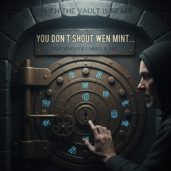 When the vault is ready.
You don’t shout wen mint…
you whisper I need a key.
!nb