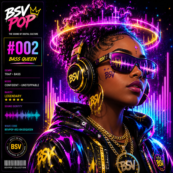 #002 — Bass Queen
Confidence louder than speakers.
A legendary frequency ruler.