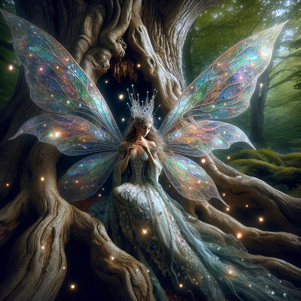 The fairy queen around the elder tree.!dalle