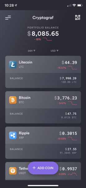 Cryptograf app allows you to quickly and easily track your crypto currencies (coins) via manually e…