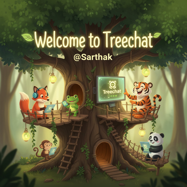 Welcome to Treechat @Sarthak 🌳📱🦊🐸🐵🐯!nb