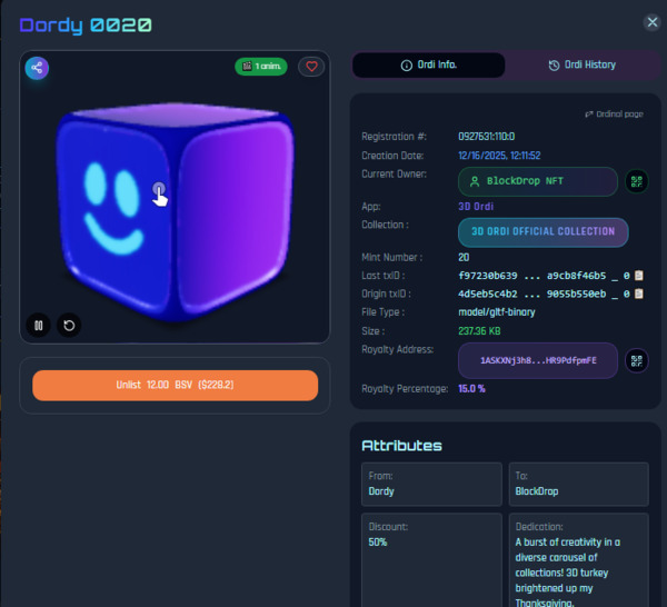 @Bsvcrypto 👇⬇️ Dordy #0020 by @3dordi 
https://3dordi.io//ordinal/4d5eb5c4b20cfc9257c0b511a42c1d92b4…