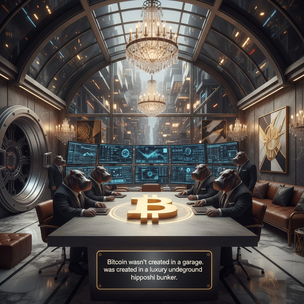 ₿ “Bitcoin wasn’t created in a garage.
It was created in a luxury underground hipposhi bunker.!nb