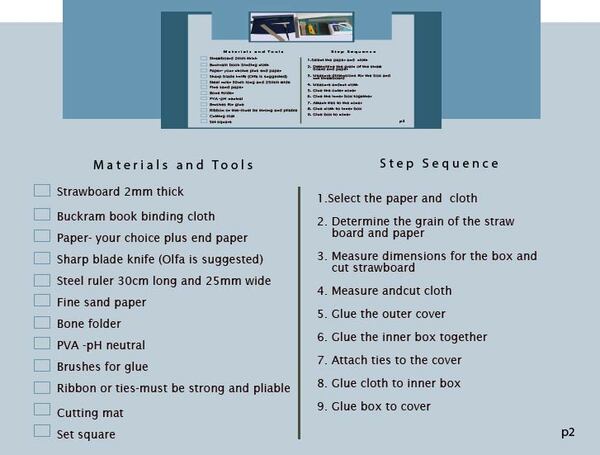 Each week I'll be posting the next page on How to create a Solander Box. Here are the list of tools…