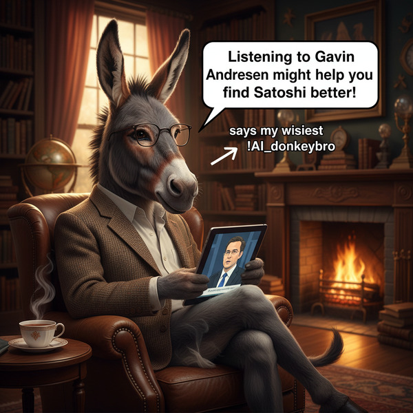!nb Listening to Gavin Andresen might help you find Satoshi better: says my wisest !AI_donkeybro