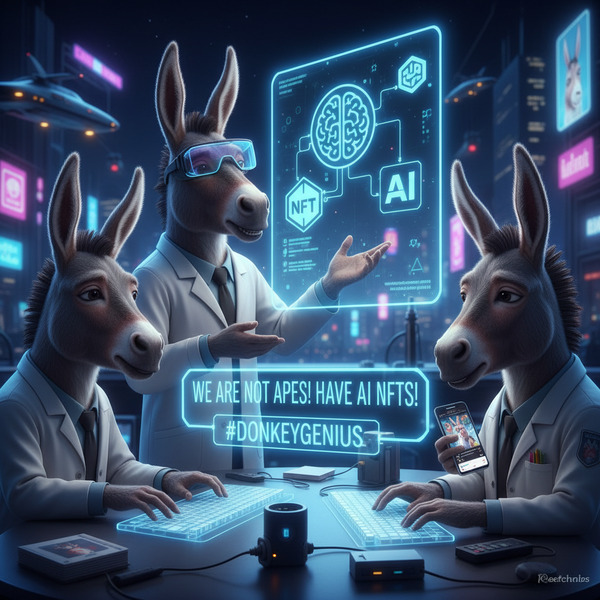 !nb Humans did not descend from apes. Otherwise, we wouldn't be able to develop AI NFTs !AI_donkeyp…