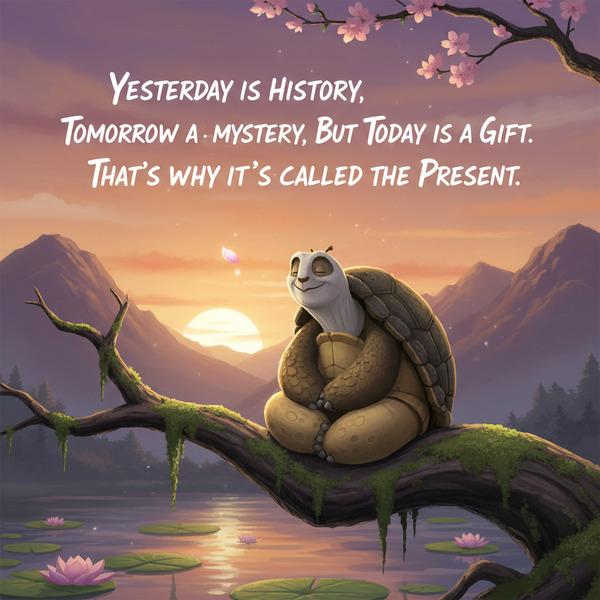 "Yesterday is history, tomorrow is a mystery, but today is a gift. That's why it's called the prese…