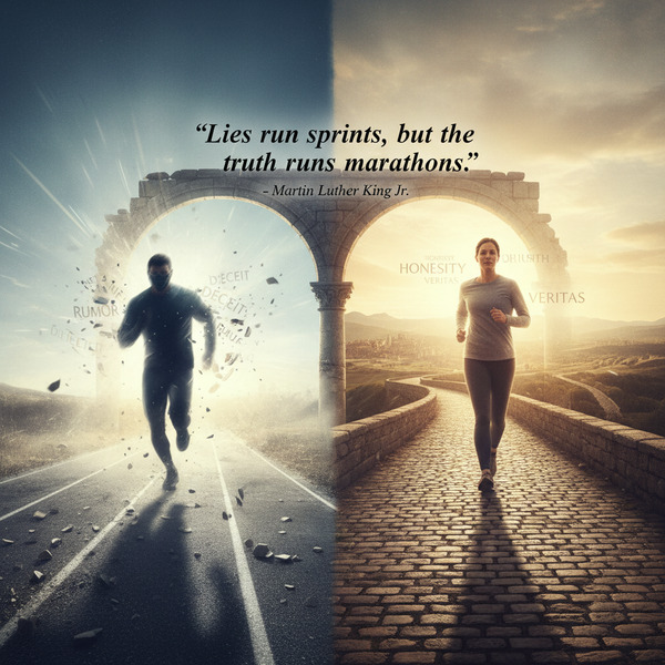 !nb "Lies run sprints, but the truth runs marathons". - Michael Jackson