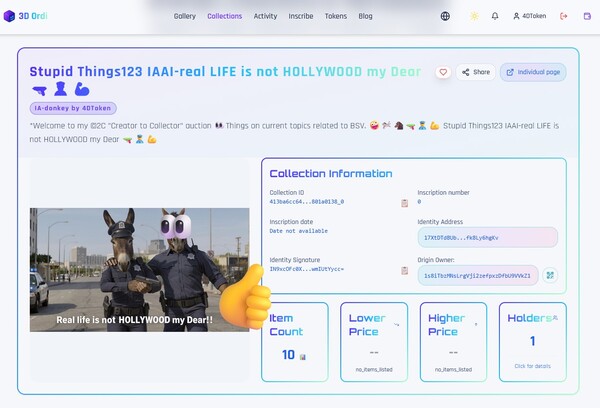 Welcome to my ©2C "Creator to Collector" auction 👀Things on current topics related to BSV. 
🤪🫏🐴🔫👮‍♂️💪 …