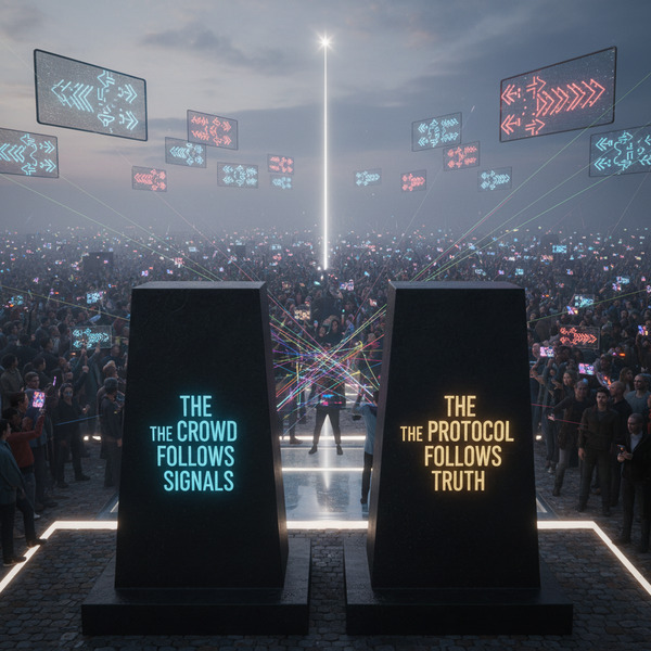 !nb 
"THE CROWD FOLLOWS SIGNALS. THE PROTOCOL FOLLOWS TRUTH."