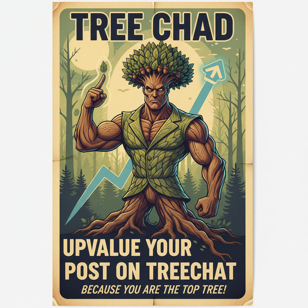 Make a poster of Tree Chad upvalue Your  post on Treechat because You are the top tree !nb