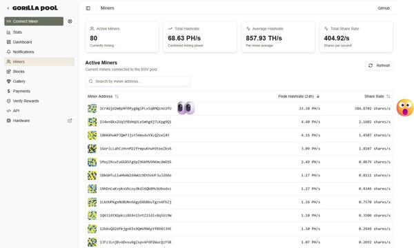 Wow. Who is that?
https://gorillapool.io/bsv/miners