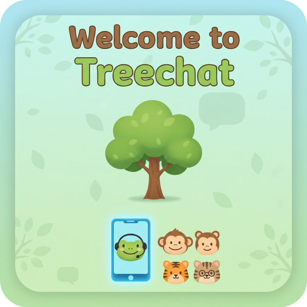 Welcome to Treechat 🌳 📱 🐸 🐵 🐯 🐵😸 !nb