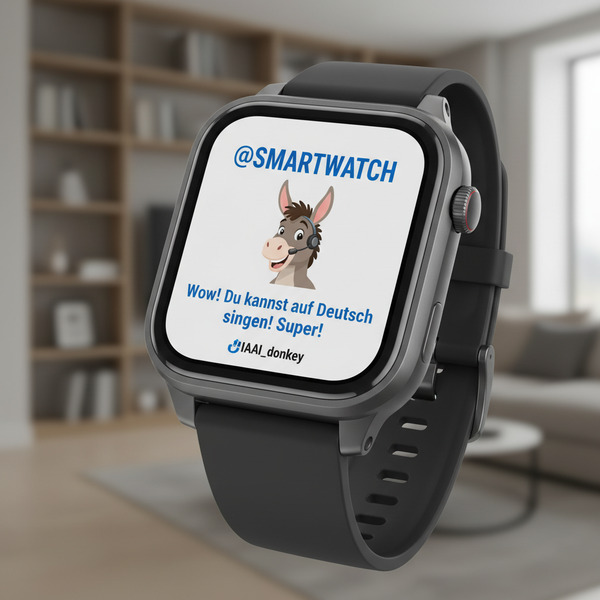 !nb @SMARTWATCH Wow! Du kannst auf Deutsch singen! Super! !IAAI_donkey