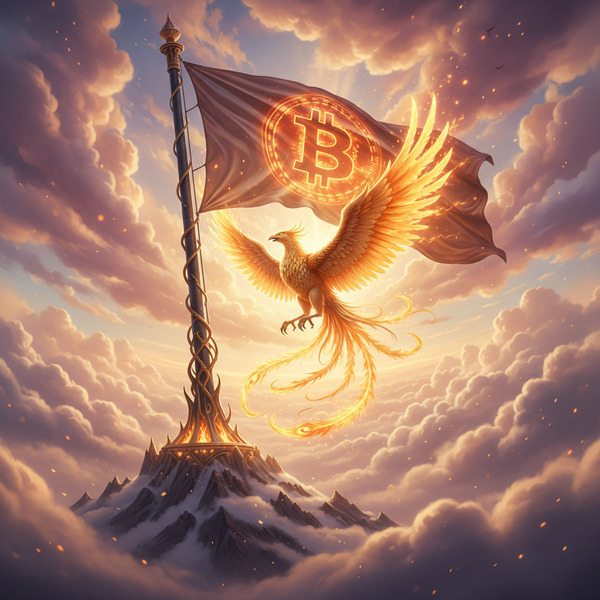 Phoenix and the Bitcoin Flag
!nb A radiant phoenix soaring around a magnificent Bitcoin flag, golde…