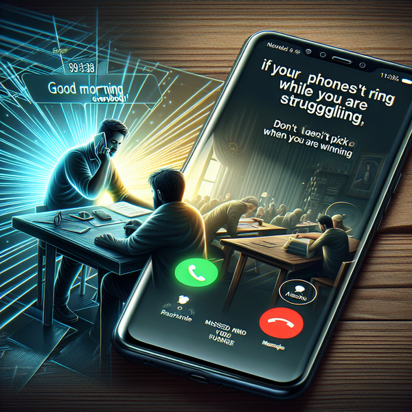If your phone doesn't ring while you are struggling, Don't pick when you are winning.....
Good morn…