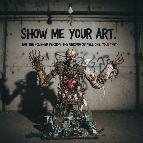 SHOW ME YOUR ART.
Not the polished version.
Not the safe version.
Not the one you think people will…
