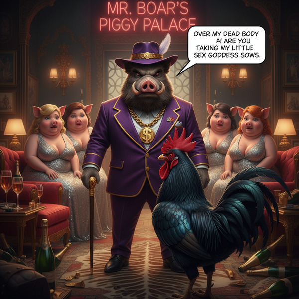 Pimp daddy Mr Boar tells the black cock: Over my dead body are You taking my little sex goddess sow…