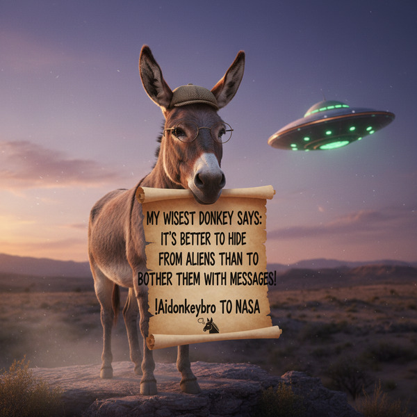!nb My wisest donkey says: It's better to hide from the aliens than to bother them with messages! !…