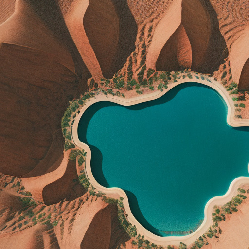 !midjourney lonely travelers seeing an oasis in the dessert