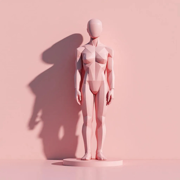 10. The First Shadow
Iconic 3D minimalist pixel statue casting a long soft shadow, anonymous founde…