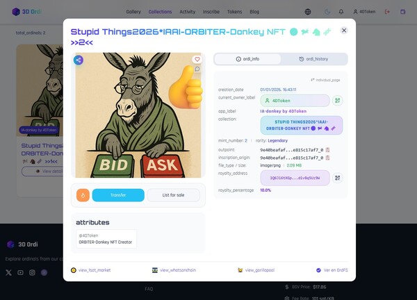 HAPPY NEW YEAR! 🐴🍻🚀
Stupid Things2026*IAAI-ORBITER-Donkey NFT🤪🫏🐴🧬
@3dordi @ZoideNFT @metamitya @arg…