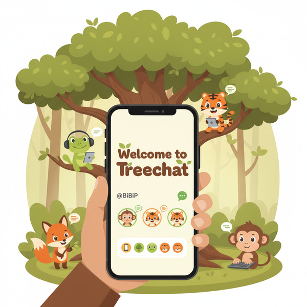 Welcome to Treechat @BiBiP 📱🌳🐵🐸🐯🦊!nb
